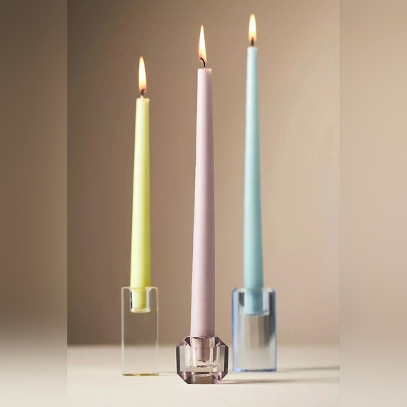 Anthropologie Modern Cut Glass Candle Holder in Blue, NIB - Picture 3 of 5